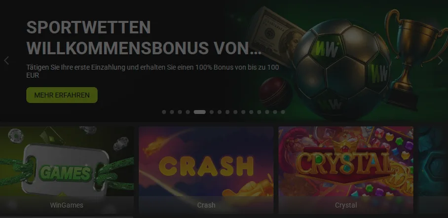 Winwin Casino — 100% bis zu 500 € plus 100 Freispiele auf die erste Einzahlung